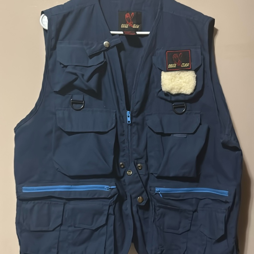 Eagle Claw Fishing Vest Navy Blue Multi Pocket Utility Fly Fishing Gorpcore L/XL